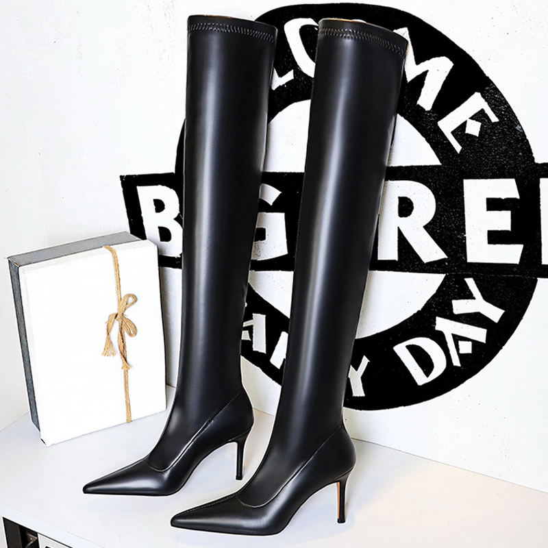 Shoe Tree - セクシーなオーバーニーブーツ レディースシューズ ポインテッドトゥ ロングブーツ 暖かい冬用ブーツ ハイヒール