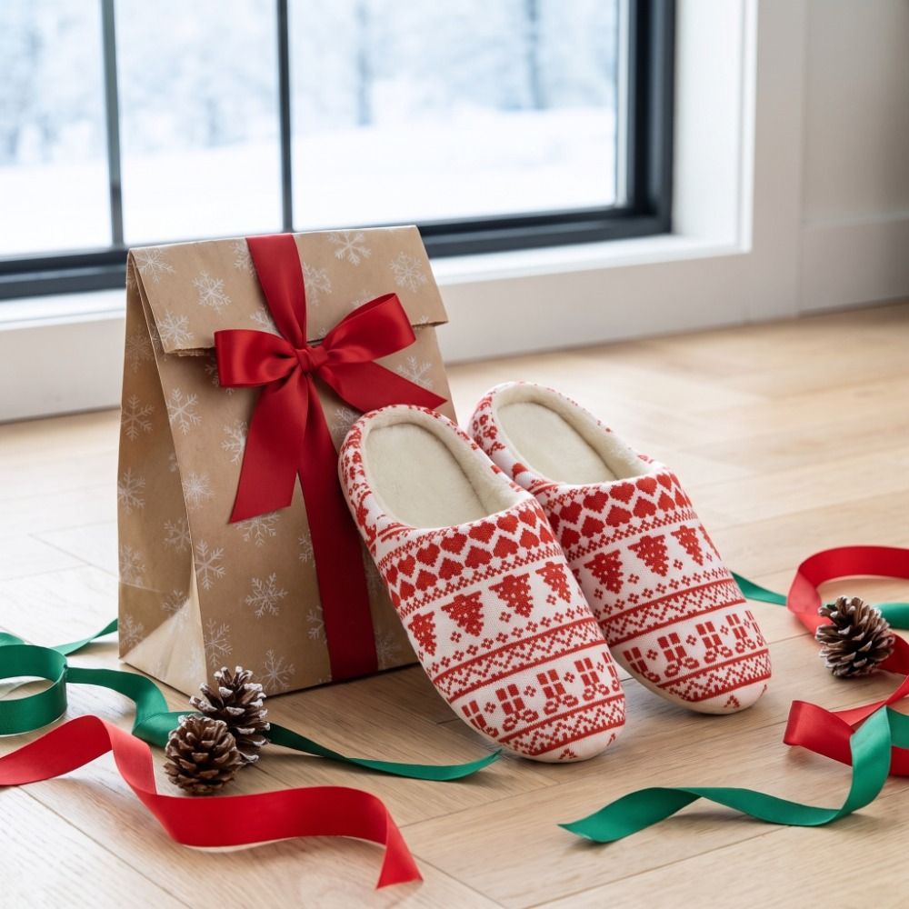 漫画風のかわいいサンタクロースのクリスマスぬいぐるみスリッパ - Shoe Tree のレビューと価格
